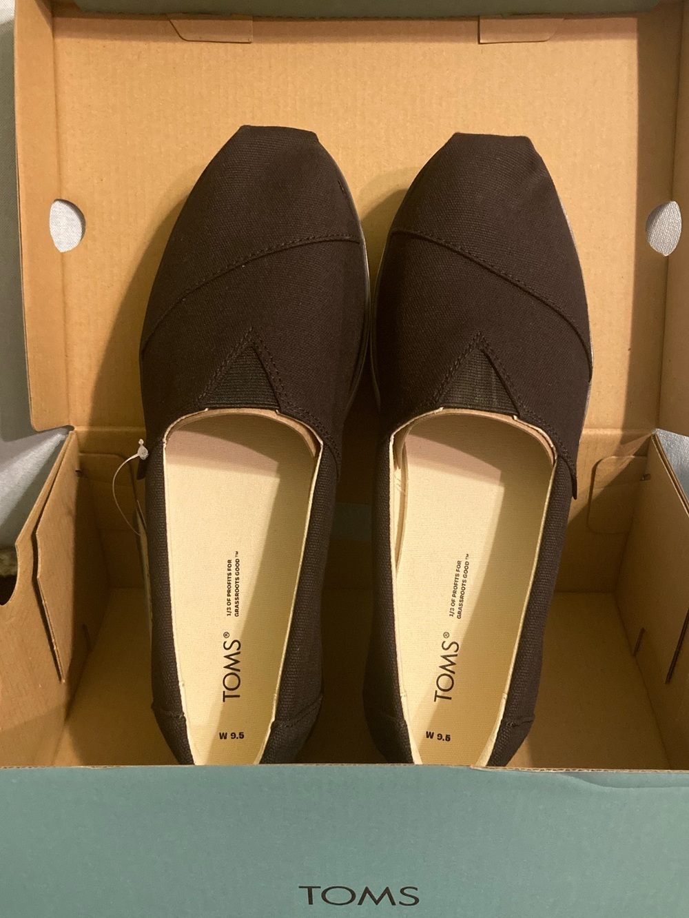 TOMS Platform Alpargata Black Canvas Pastel Striped Sole 9.5 NIB - Picture 4 of 6